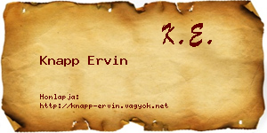 Knapp Ervin névjegykártya